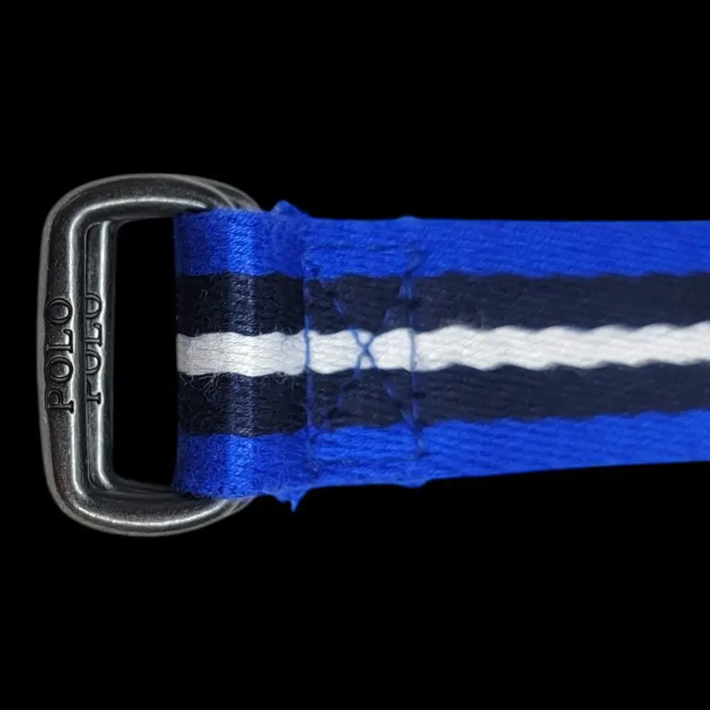 Polo Ralph Lauren Kids Boys D-Ring Belt Blue Navy White Striped Webbed Ribbon M